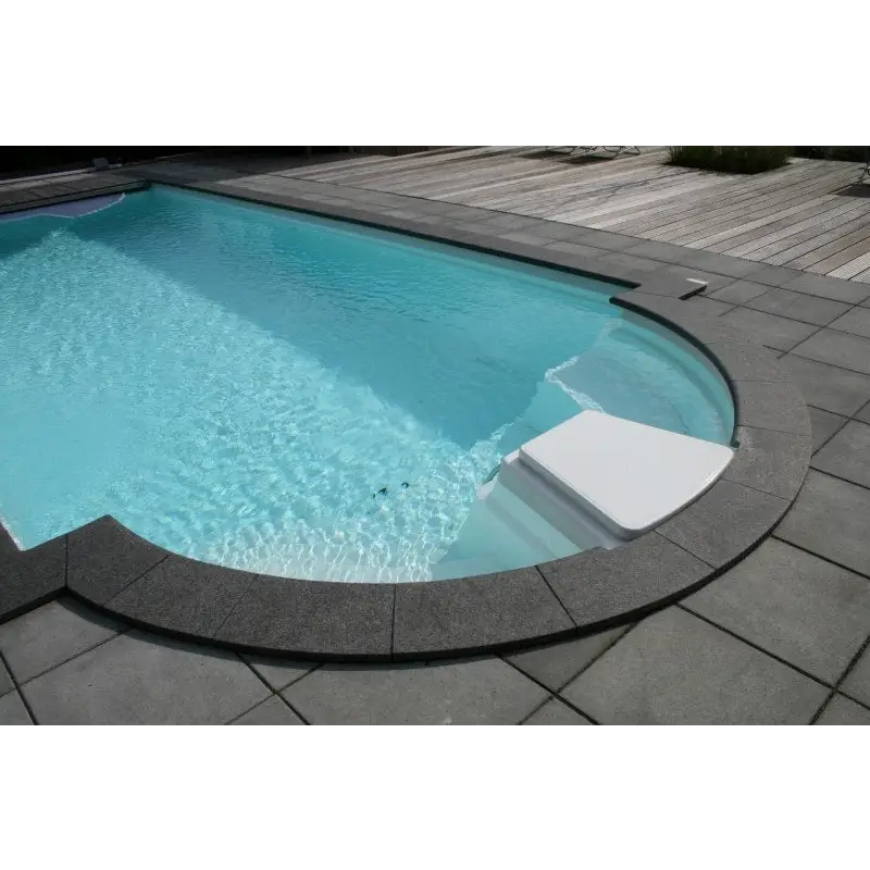 Vit Kantstenspaket 4×8 Natura Napoli paket, vit plastpoolstege med rundade kanter och greppytor